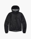 Giacca antipioggia Black Canyon nera con cappuccio, zip integrale e logo sul petto, vista frontale