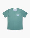 Maglietta Trail Wanderer verde salvia con logo ovale Wild Tee sul petto, vista frontale