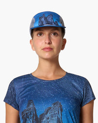 Cappellino da corsa, indossato, vista frontale