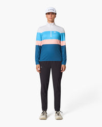 Felpa con mezza zip, indossata, vista frontale