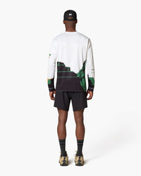 Maglia a maniche lunghe, indossata, vista posteriore