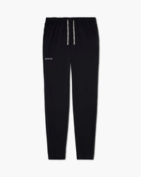 Pantaloni Kenai jogger neri con coulisse in vita e fondo a costine, vista frontale