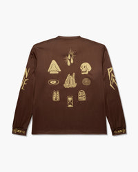 Maglia a maniche lunghe marrone, vista posteriore