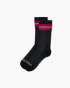 Calze Rockies a mezza gamba nere con righe fucsia sul polpaccio, vista frontale