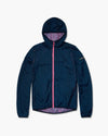 Giacca antivento Lava blu notte con cappuccio e zip integrale fucsia, vista frontale