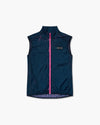Smanicato antivento Lava blu notte con zip integrale fucsia, vista frontale