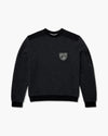 Maglione Trails Preservation Dept. nero con bordi a costine e patch sul petto, vista frontale