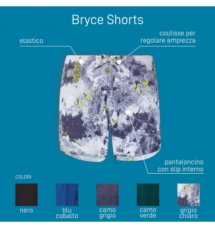 Bryce  Pantaloncini Uomo Camo Grigio